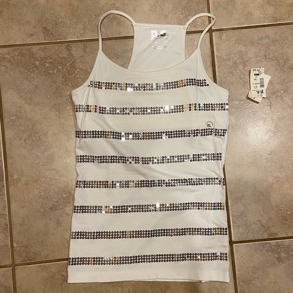 White sequined camisole